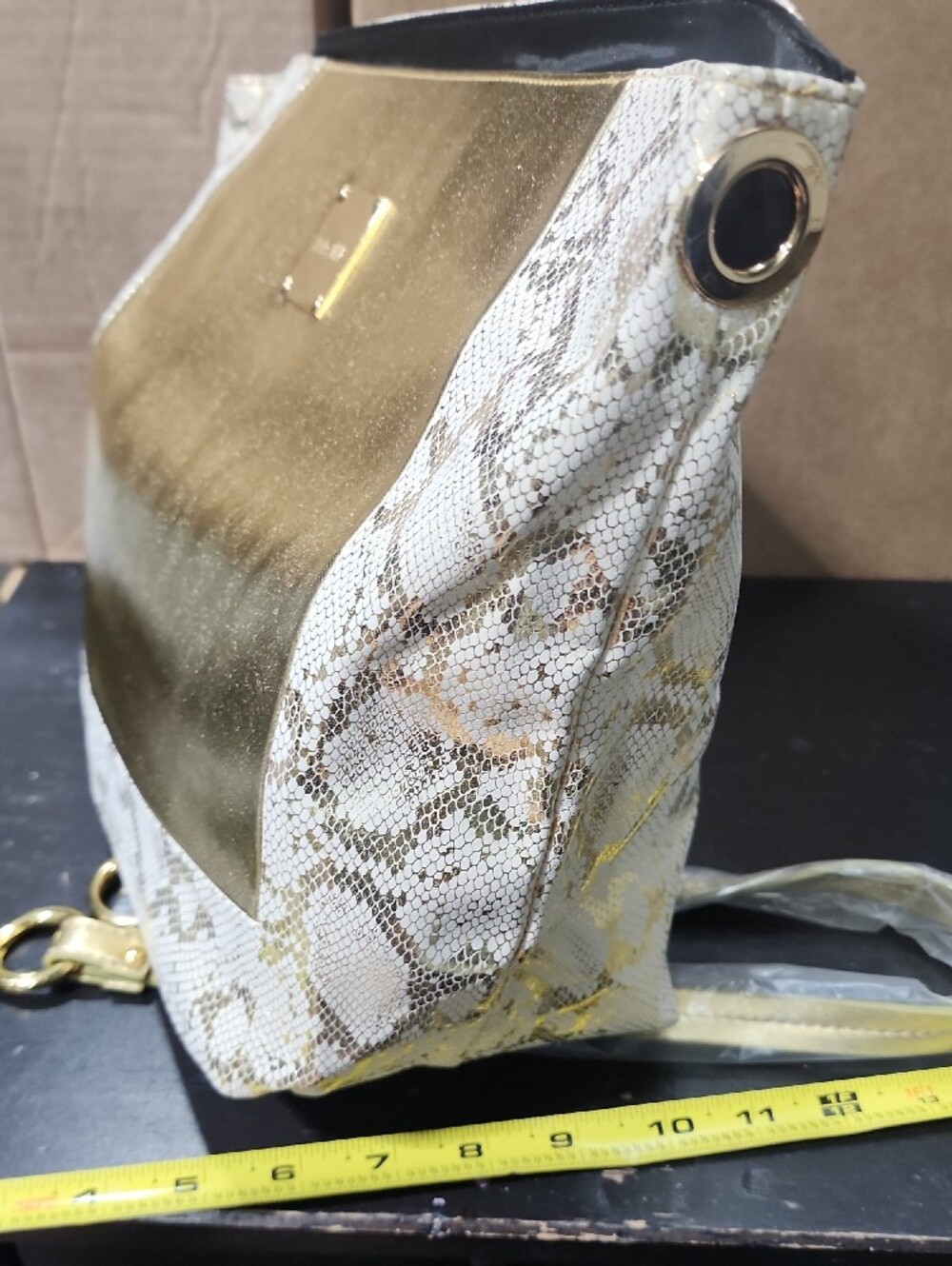 Miche Metallic Gold Tote with Snake-Print Trim - Picture 5 of 6